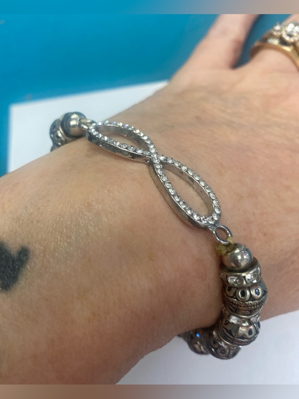 Silver tone Infinity Crystal Accent Women's Bracelet